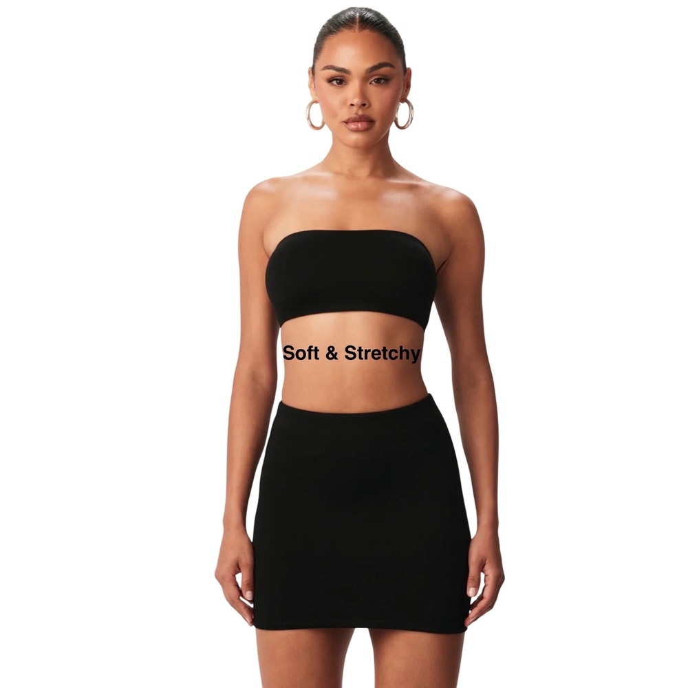 Naked Wardrobe Black Ribbed Bandeau Tube Top NW-T0787 Size Medium  NWOT